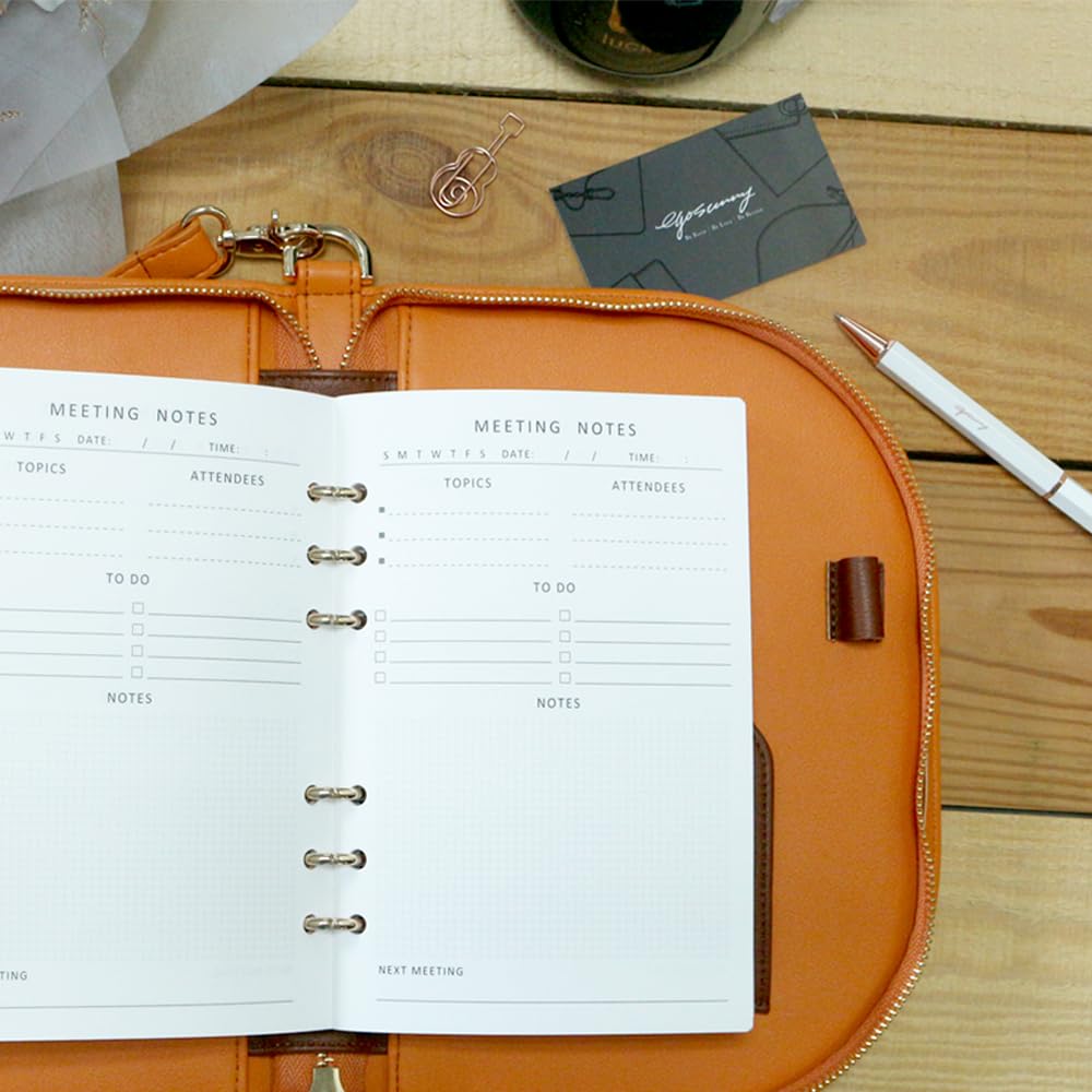 EGOSUNNY The Luna Premium Leather Journal Cover with 3 Detachable Notebooks & A Metal Ballpoint Pen - Compatible with A6 6-Ring Binder - Gift for Women - Journal Gift Set for Birthday